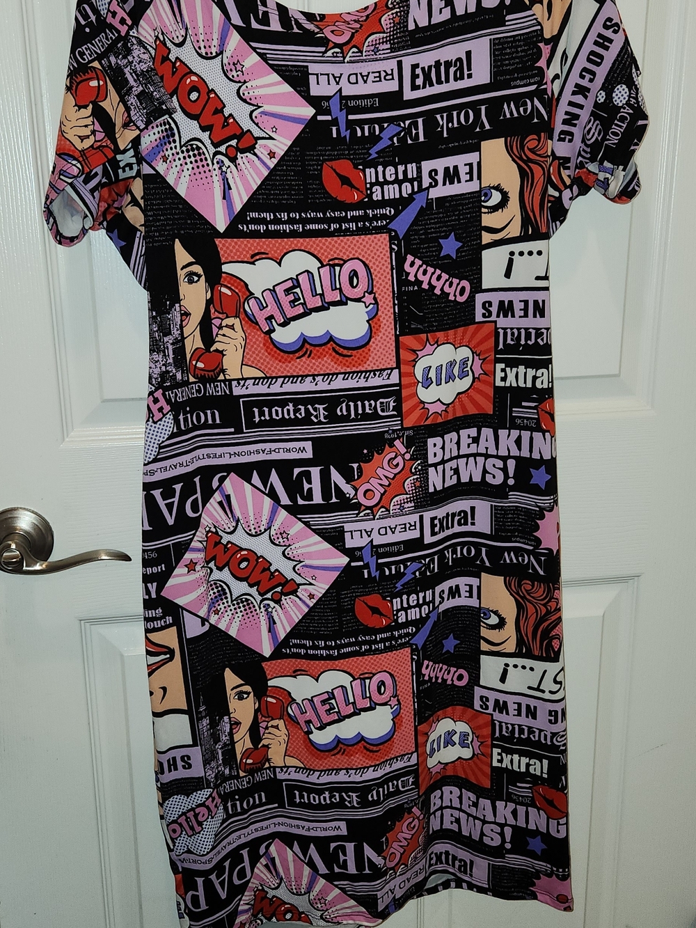 Almost Famous Black, Pink & Red Pop Art Tie-Front Dress - Picture 5 of 5